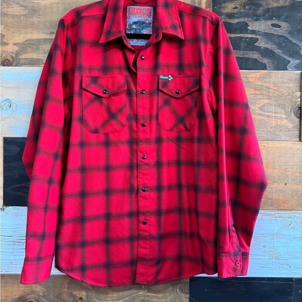 DIXXON Red and Black Plaid Casual Shirt